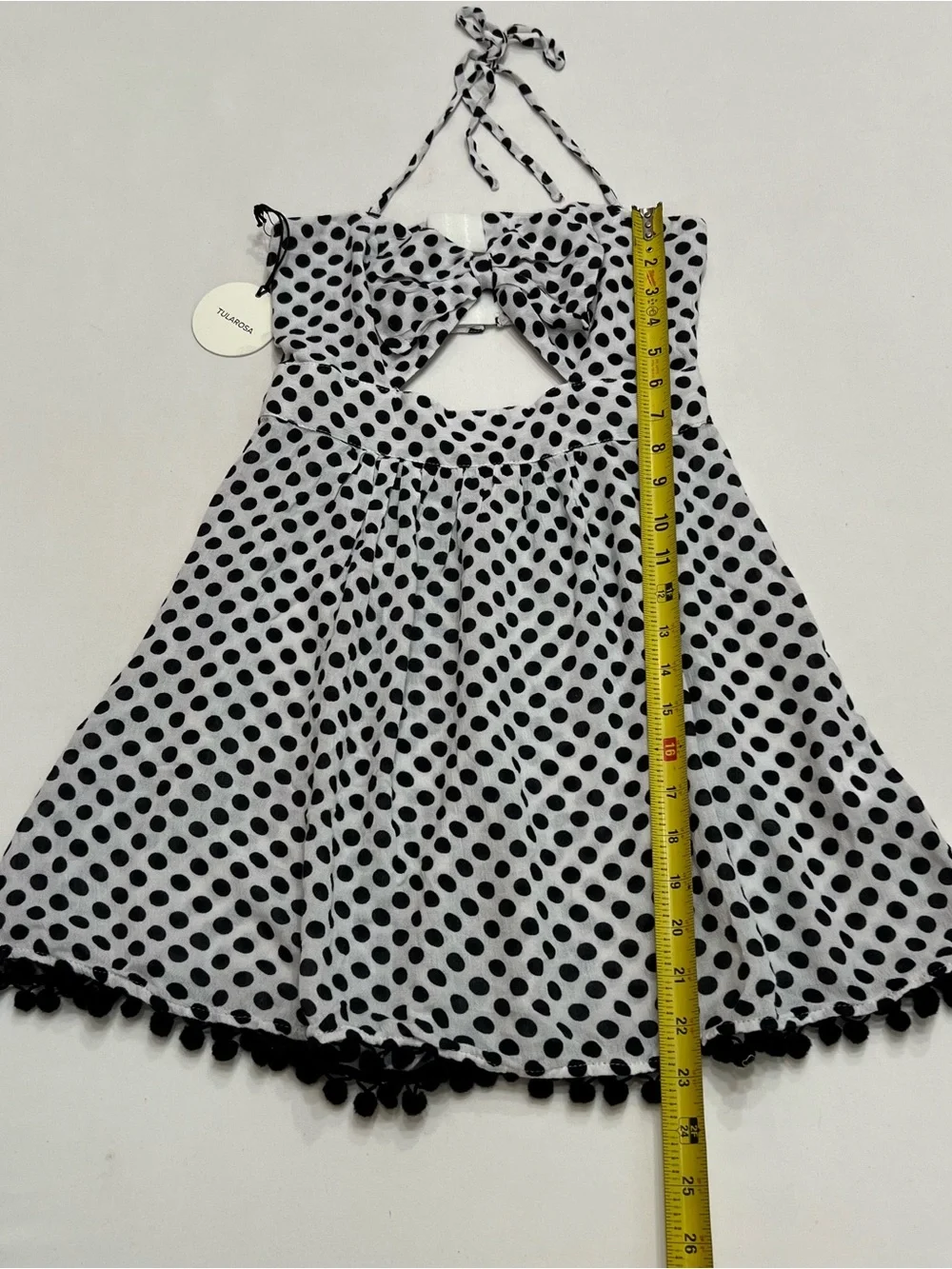 Tularosa Polka Dot Mini Dress Sz XS Halter/Strapless Cut Out Bow Summer NWT - Picture 9 of 11